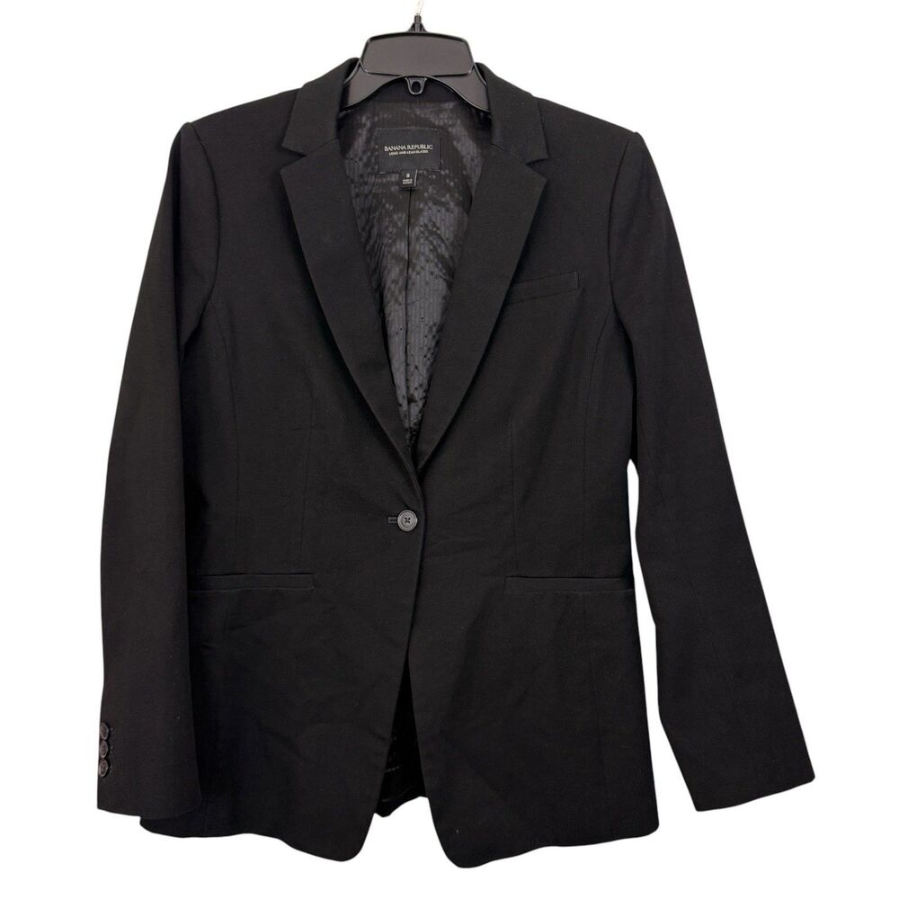Banana Republic Blazer Long & Lean Womens Sz 8 Black Office Interview Career